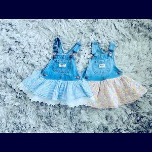 TWO OSHKOSH JUMPER DRESSES
